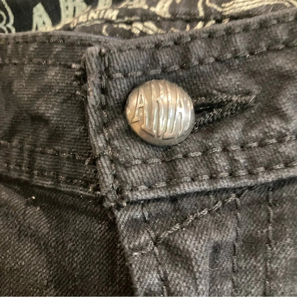 ARIAT Sz 30R Onyx Jeans Rhinestone Studs Washed Black Slim Leg Mid Rise Jeans - Picture 6 of 13